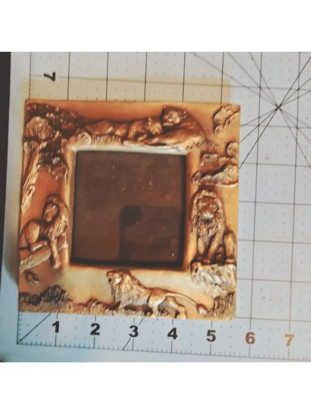 Pier1 Photo Frame Golden Safari Lions Embossed